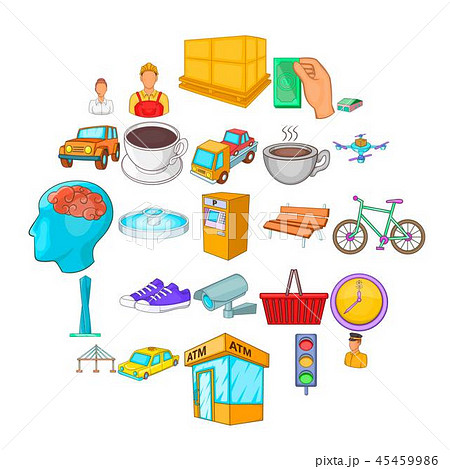 Industrial area icons set, cartoon style 45459986