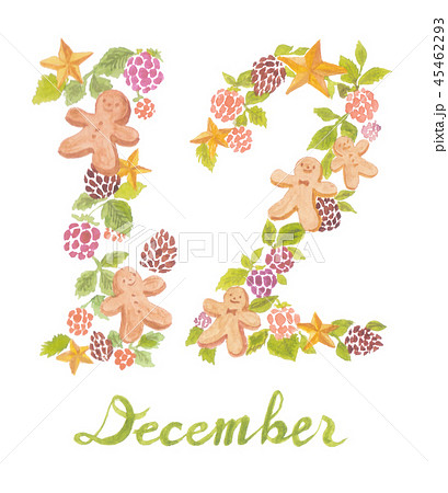 花文字12 文字あり ジンジャークッキー のイラスト素材