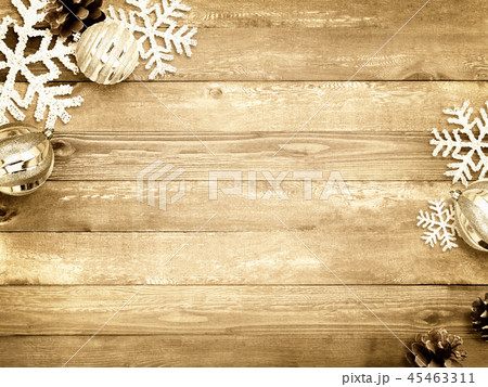 背景-木目-クリスマス-飾り 45463311