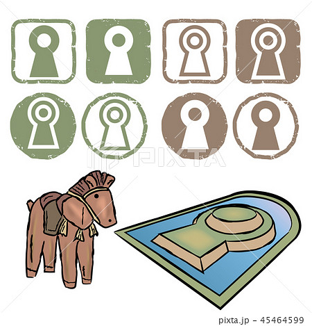 古墳とレトロアイコンセット 45464599