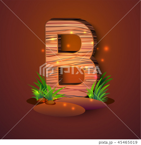 Wooden letter "B" decorated with grass 45465019