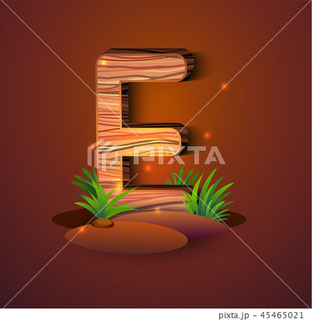 Wooden letter "E" decorated with grass Wooden letter "E" decorated with grass 45465021