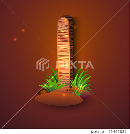 Wooden letter "I" decorated with grass 45465022
