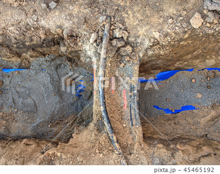 Water pipeline and electric lines or web cables 45465192