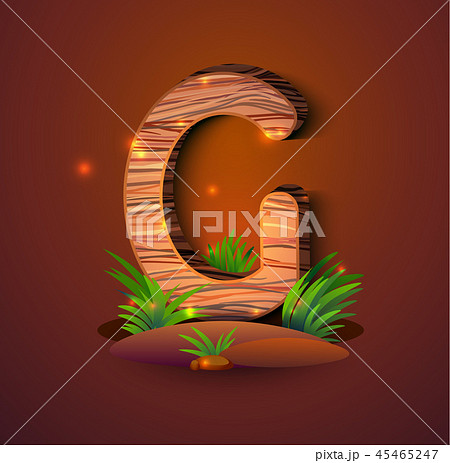 Wooden letter "G" decorated with grass Wooden letter "G" decorated with grass 45465247