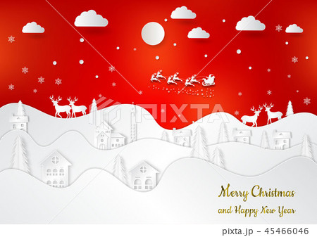 Winter season with snowflake and santa 45466046