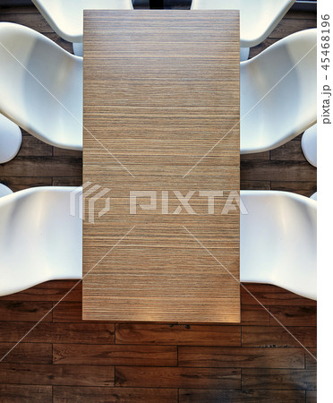 Top view from above on a empty office wooden table Top view from above on a empty office wooden table 45468196