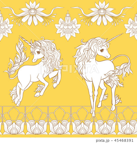 Seamless pattern, background with unicorn 45468391