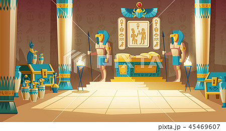 Vector cartoon background, ancient pharaoh tomb Vector cartoon background, ancient pharaoh tomb 45469607