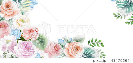 透明水彩 水彩画 花 45470564