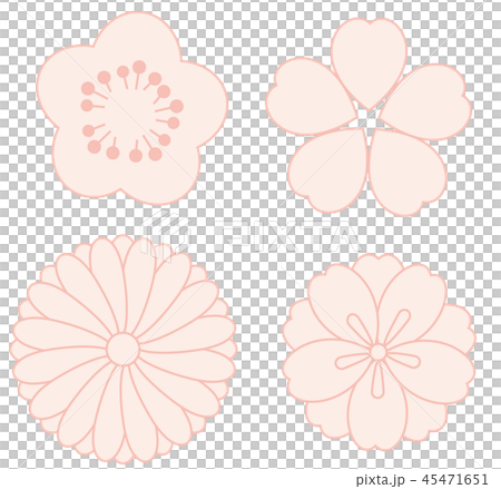 Japanese flower set - Stock Illustration [45471651] - PIXTA