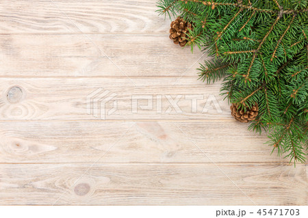 Christmas gray wooden background with fir tree 45471703