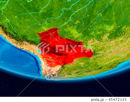 Satellite view of Bolivia in red 45472135