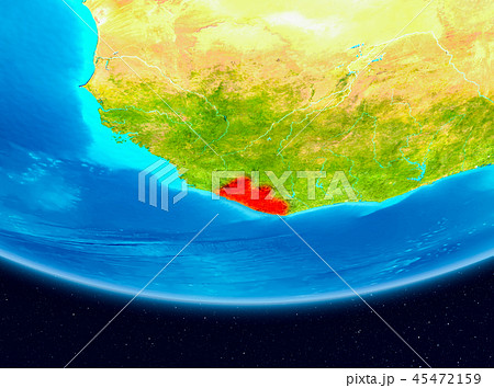 Satellite view of Liberia in red Satellite view of Liberia in red 45472159