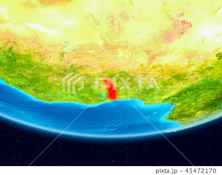 Satellite view of Togo in red Satellite view of Togo in red 45472170