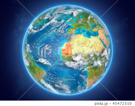 Mauritania on planet Earth in space 45472310