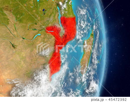 Orbit view of Mozambique in red 45472392