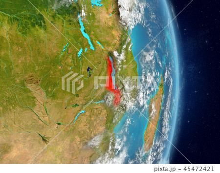 Orbit view of Malawi in red Orbit view of Malawi in red 45472421