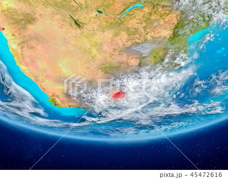 Lesotho on globe from space 45472616