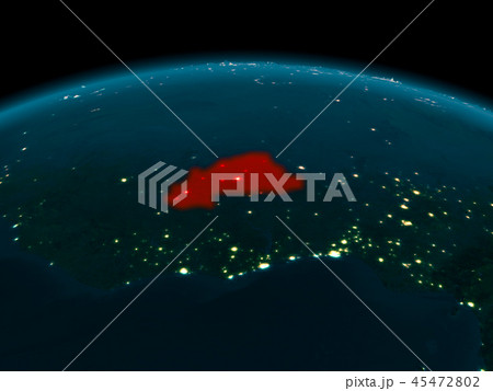 Orbit view of Burkina Faso at night Orbit view of Burkina Faso at night 45472802