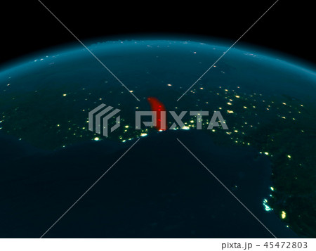 Orbit view of Togo at night 45472803