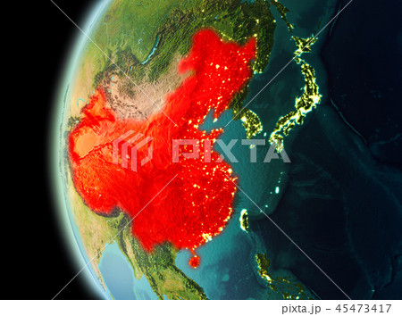 Evening view of China on Earth 45473417