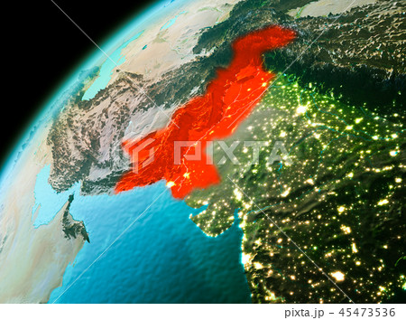 Pakistan from space in evening Pakistan from space in evening 45473536