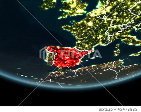 Spain on Earth from space at night 45473835