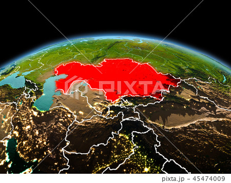 Kazakhstan on planet Earth in space 45474009