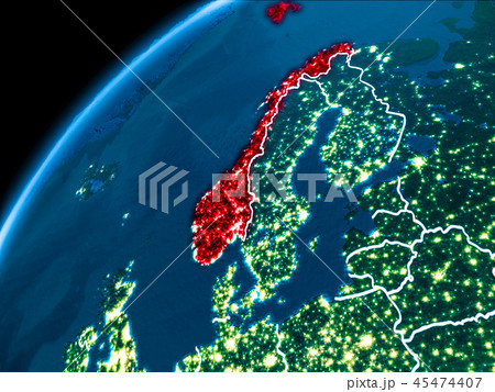 Map of Norway at night Map of Norway at night 45474407