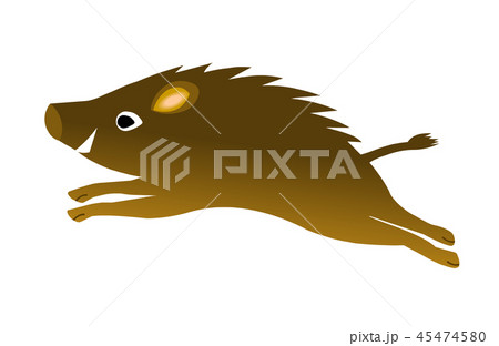 亥年年賀素材 駆けるイノシシ 亥年年賀素材 駆けるイノシシ 45474580