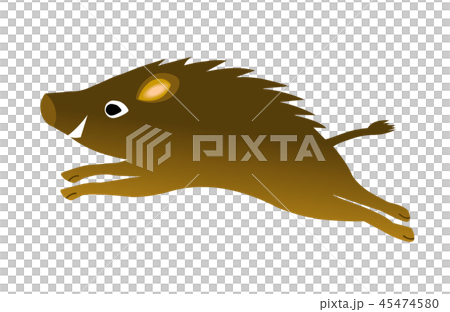 亥年年賀素材 駆けるイノシシ 亥年年賀素材 駆けるイノシシ 45474580