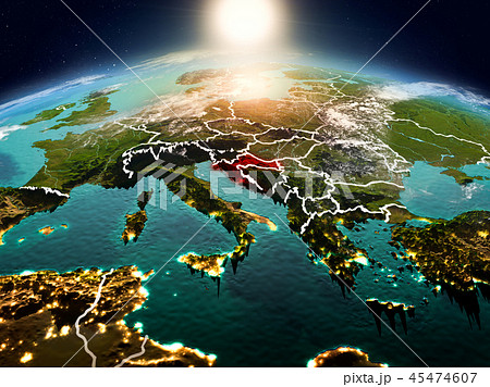 Croatia in sunrise from orbit Croatia in sunrise from orbit 45474607