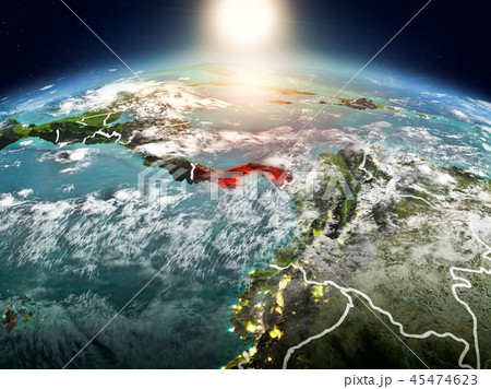 Panama in sunrise from orbit 45474623