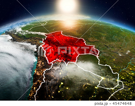 Bolivia in sunrise from orbit 45474648