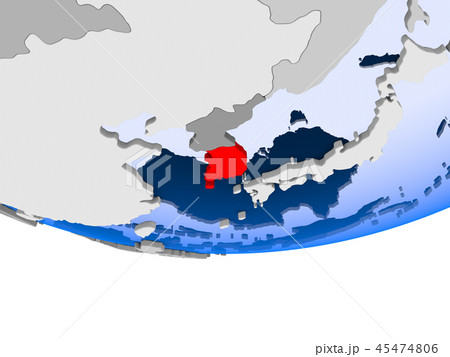 South Korea on globe 45474806