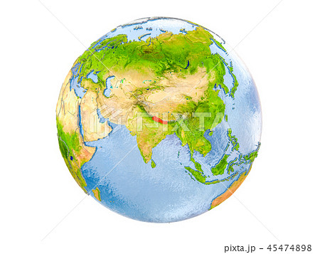 Nepal on globe isolated 45474898