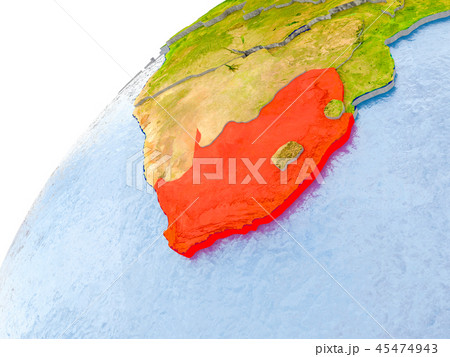Map of South Africa in red on globe 45474943