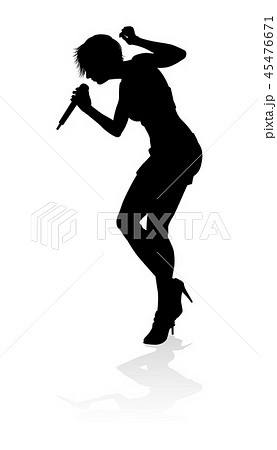 Singer Pop Country Or Rock Star Silhouette Womanのイラスト素材