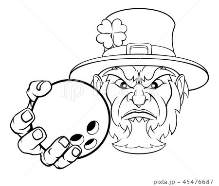 Leprechaun Holding Bowling Ball Sports Mascot 45476687
