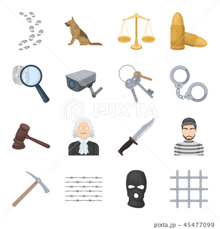 Prison and the criminal cartoon icons in set collection for design.Prison and Attributes vector 45477099