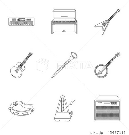 Musical instruments set icons in outline style. Big collection of musical instruments vector symbol 45477115