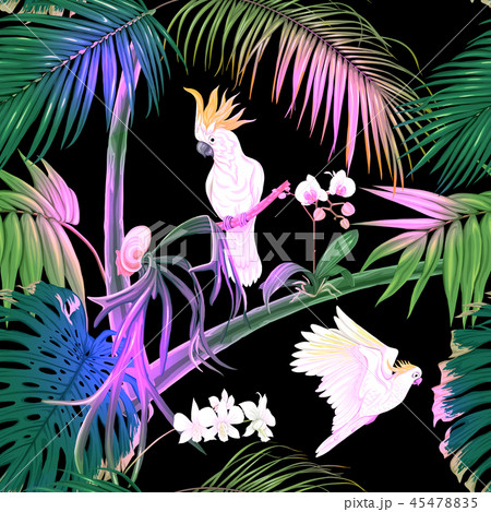 Seamless pattern, background. with tropical plants 45478835