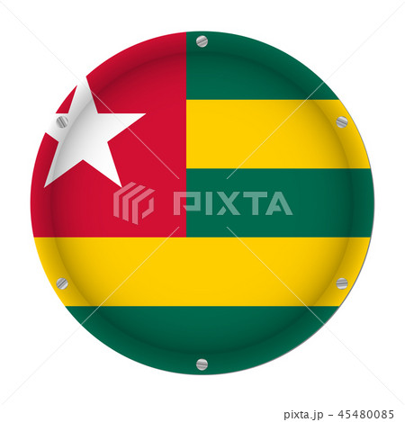 round metallic flag of Togo with screws round metallic flag of Togo with screws 45480085