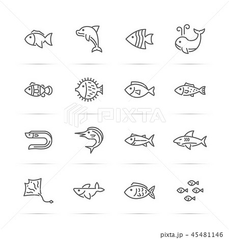 fish vector line icons fish vector line icons 45481146