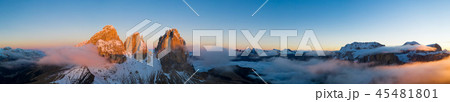 Beautiful Dolomites peaks panoramic view Beautiful Dolomites peaks panoramic view 45481801