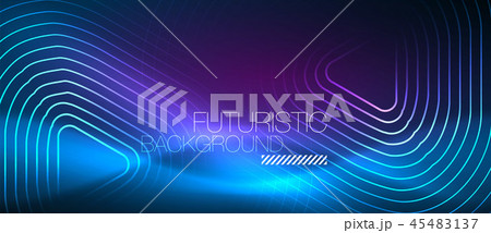 Neon glowing techno lines, hi-tech futuristic abstract background template with geometric shapes Neon glowing techno lines, hi-tech futuristic abstract background template with geometric shapes 45483137