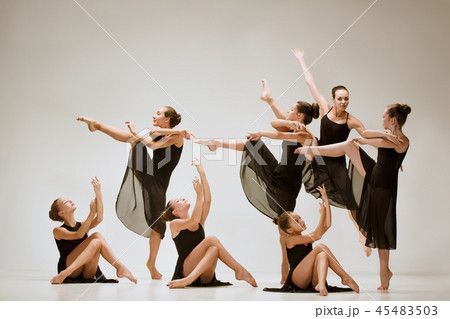 The group of modern ballet dancers The group of modern ballet dancers 45483503
