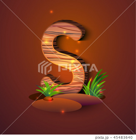 Wooden letter "S" decorated with grass Wooden letter "S" decorated with grass 45483640