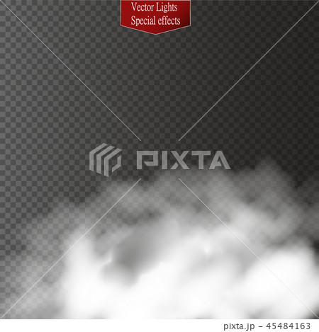 Fog or smoke isolated transparent special effect. White vector cloudiness, mist or smog background 45484163